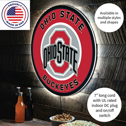 Team Sports America Trending - LED Wall Decor, Round, Ohio State University