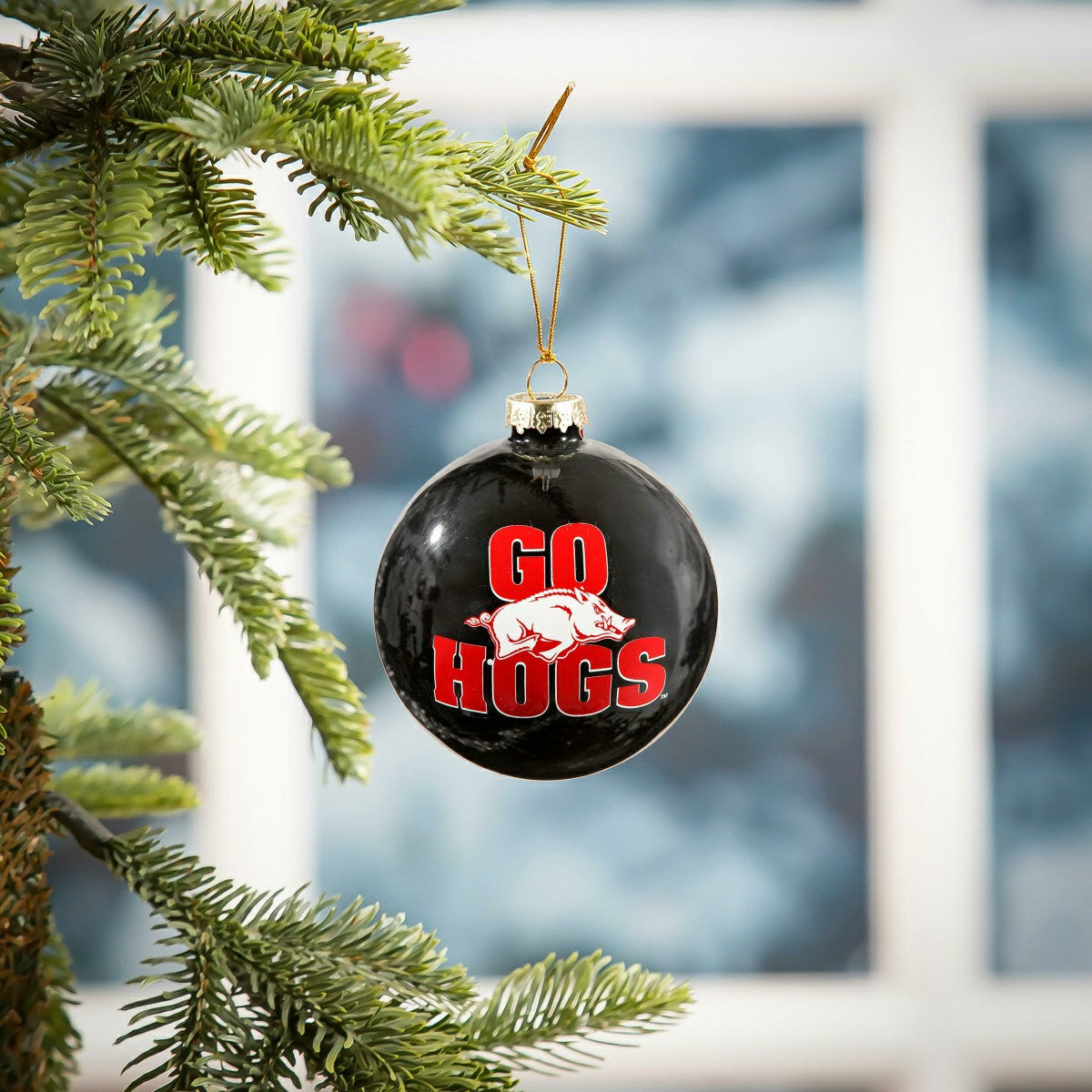 Team Sports America Essential - Blown Glass Ornament, University of Arkansas
