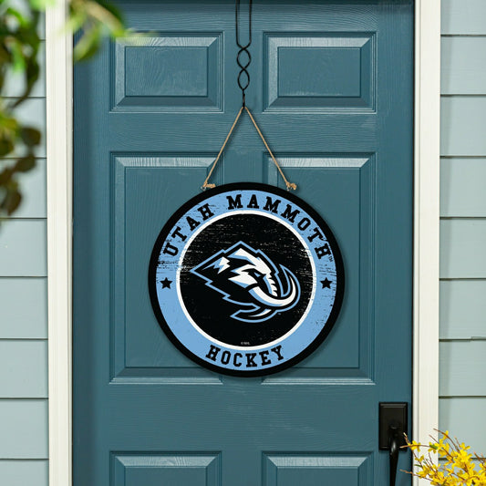 Team Sports America Recommended - Utah Hockey Club Round Door Décor with Hanging Rope, 18x18