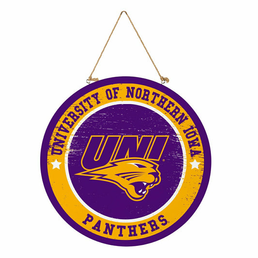 Team Sports America Classic - University of Northern Iowa Round Door Décor with Hanging Rope, 18x18