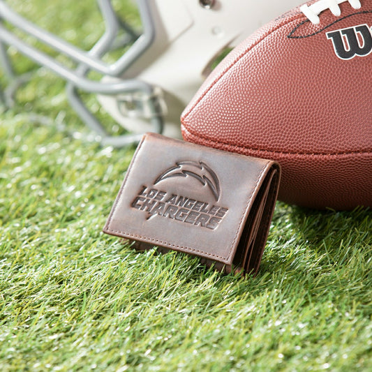Team Sports America Signature - Los Angeles Chargers, Tri-Fold Wallet, Brown, CH, 100% Genuine Leather