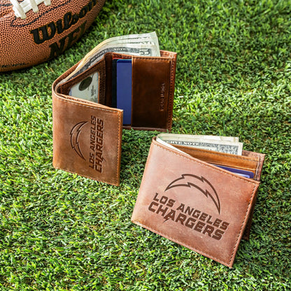 Team Sports America Essential - Los Angeles Chargers, Bi-Fold and Tri-Fold Wallet Gift Set, Brown