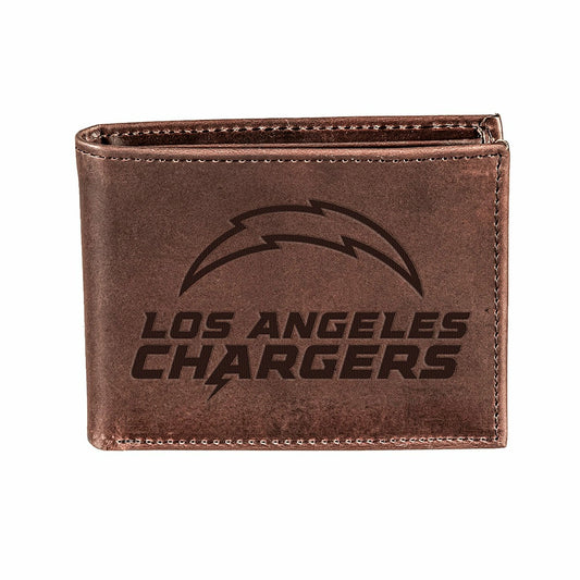 Team Sports America Everyday - Los Angeles Chargers, Bi-Fold Wallet, Brown, CH, 100% Genuine Leather